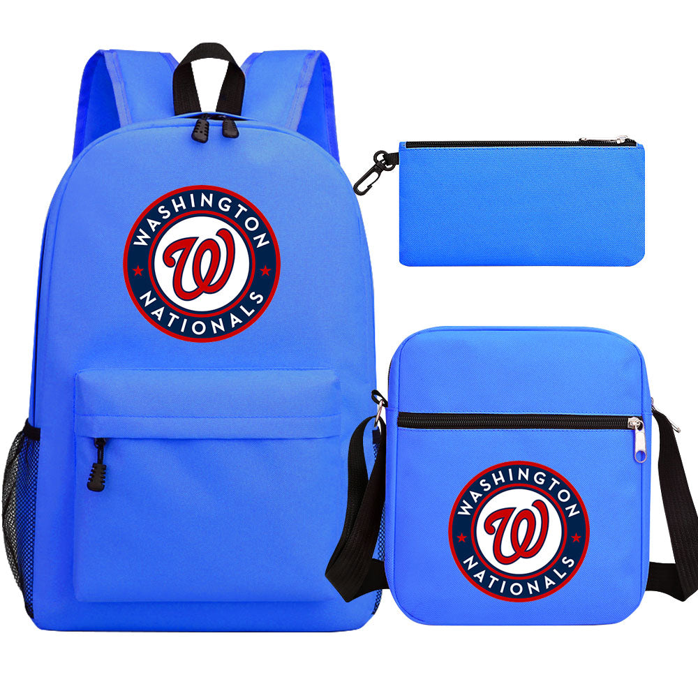 Washington Nationals Baseball School Backpack Shoulder Bag Pencil Bags 3pcs Set