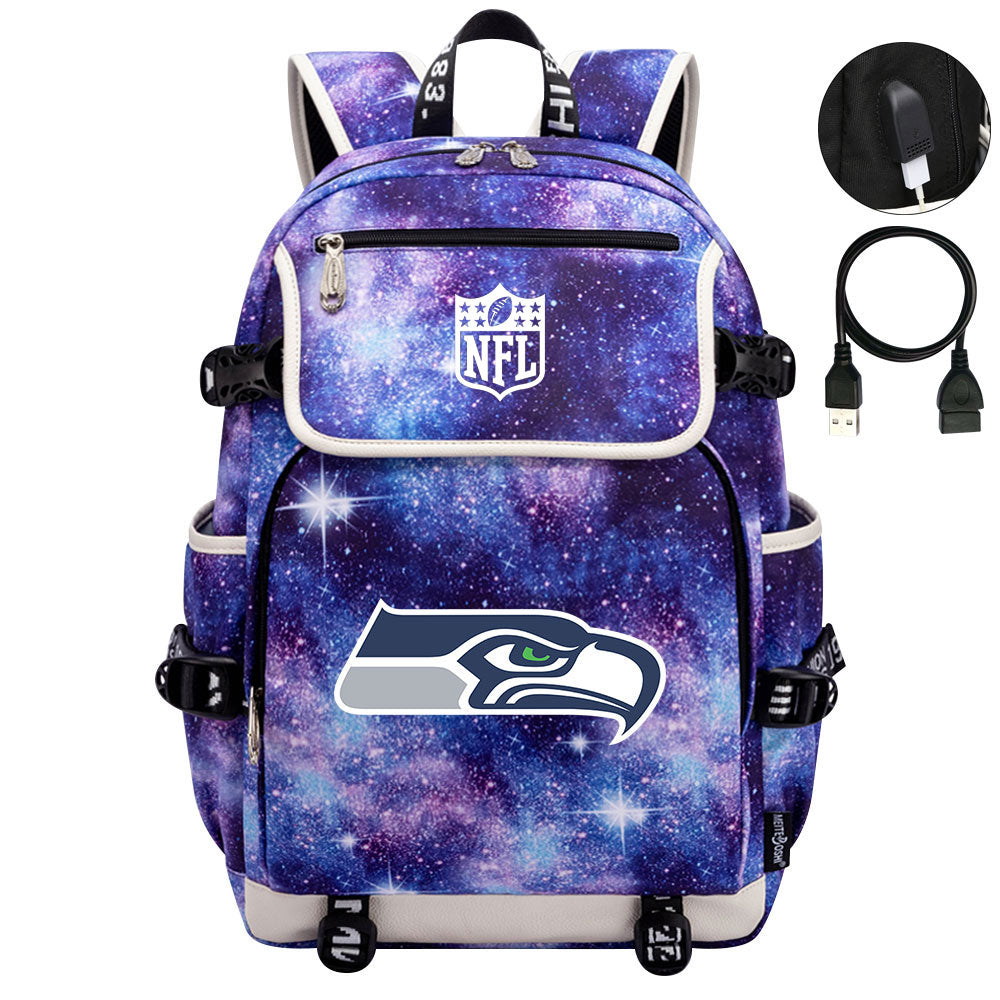 Seattle Seahawks Football Rugby Backpack School Notebook Travel Bags