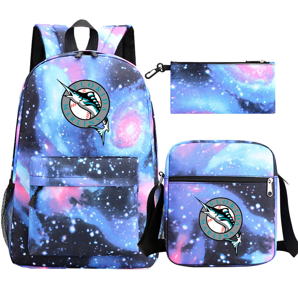 Florida Marlins Baseball School Backpack Shoulder Bag Pencil Bags 3pcs Set