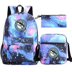 Florida Marlins Baseball School Backpack Shoulder Bag Pencil Bags 3pcs Set