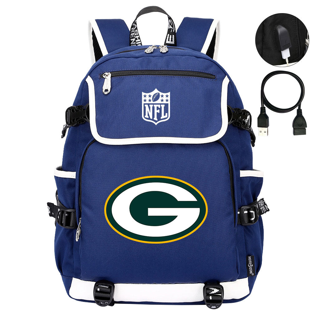 Green Bay Packers Football Team Rugby Backpack School Notebook Travel Bag