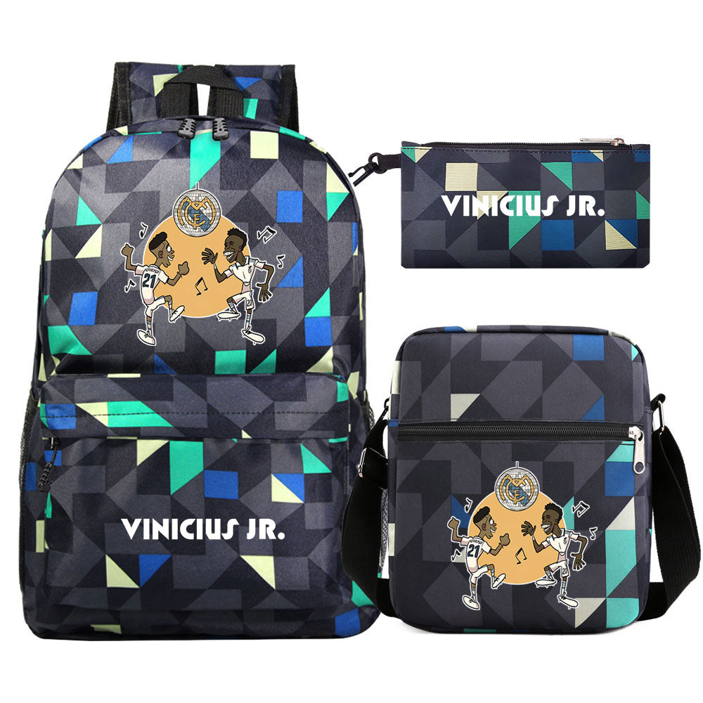 Vinicius Junior Football Player School Backpack Shoulder Bag Pencil Bags 3pcs Set