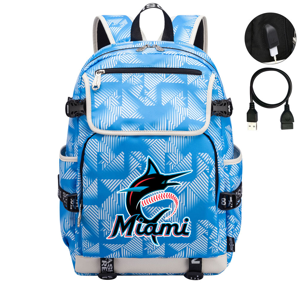 Miami Marlins Backpack School Notebook Travel Bags