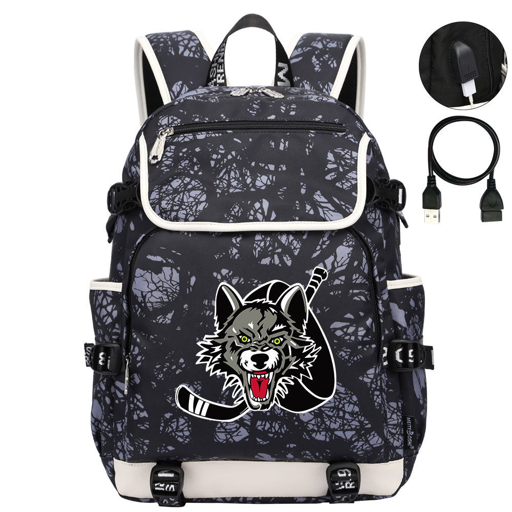 Chicago Wolves Hockey League Backpack School Notebook Travel Bag
