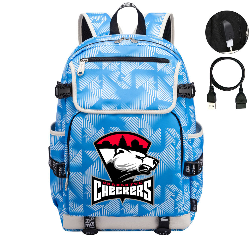 Charlotte Checkers Hockey League Backpack School Notebook Travel Bag