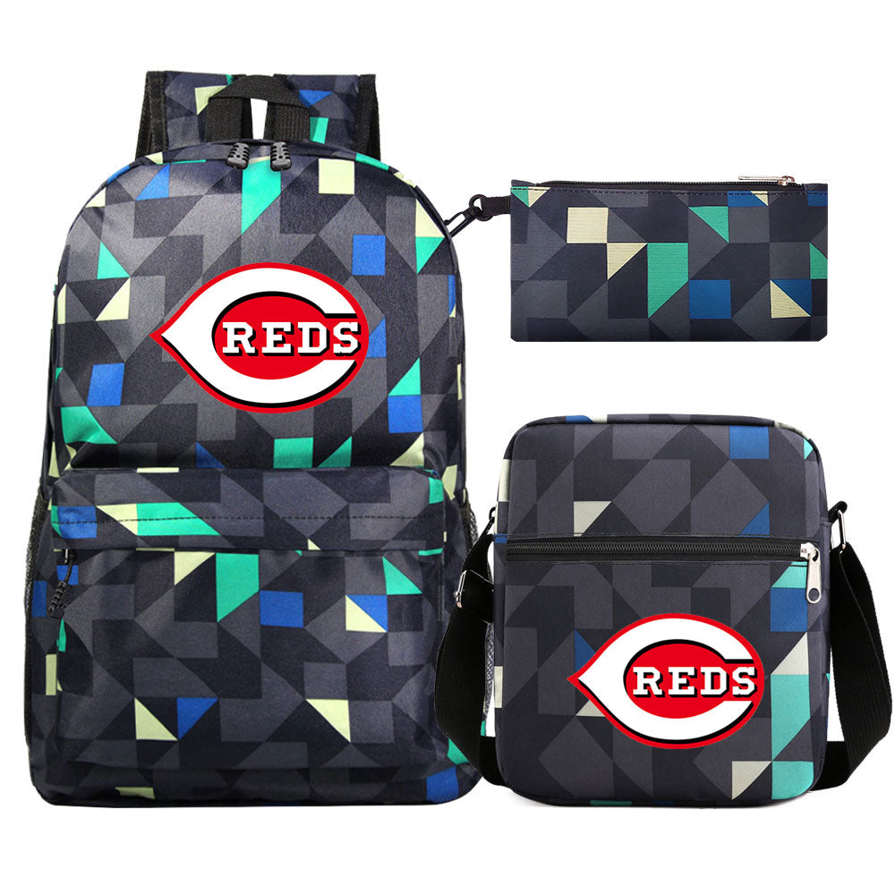 Cincinnati Reds Baseball School Backpack Shoulder Bag Pencil Bags 3pcs Set