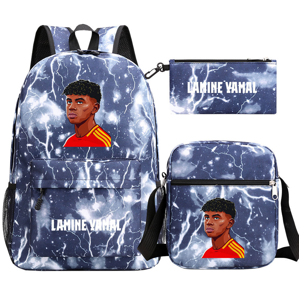 Lamine Yamal Football Player School Backpack Shoulder Bag Pencil Bags 3pcs Set
