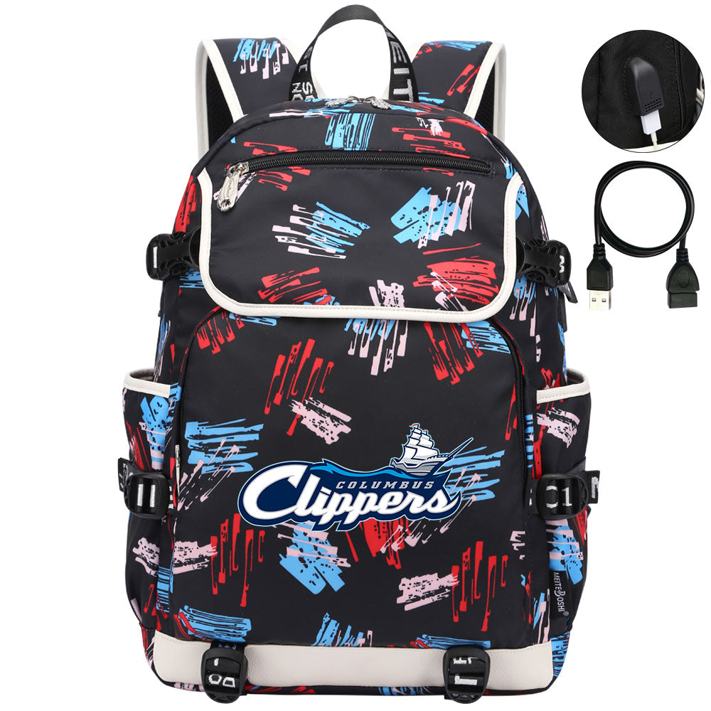 Columbus Clippers Backpack School Notebook Travel Bags