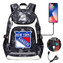 New York Rangers Hockey League Backpack School Notebook Travel Bags With USB