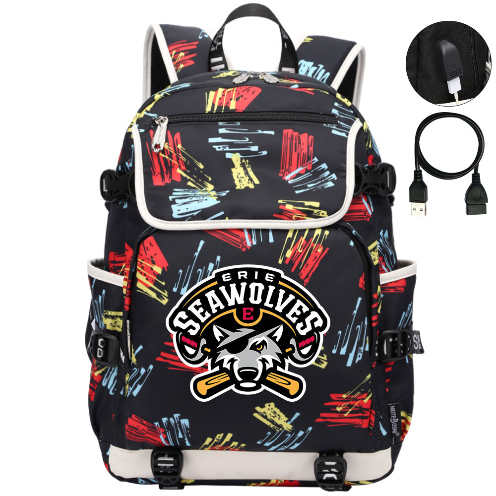 Erie SeaWolves Backpack School Notebook Travel Bags