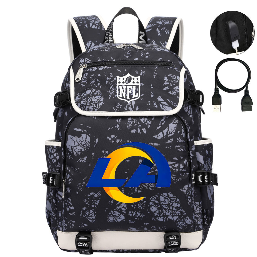 Los Angeles Rams Football Rugby Backpack School Notebook Travel Bags