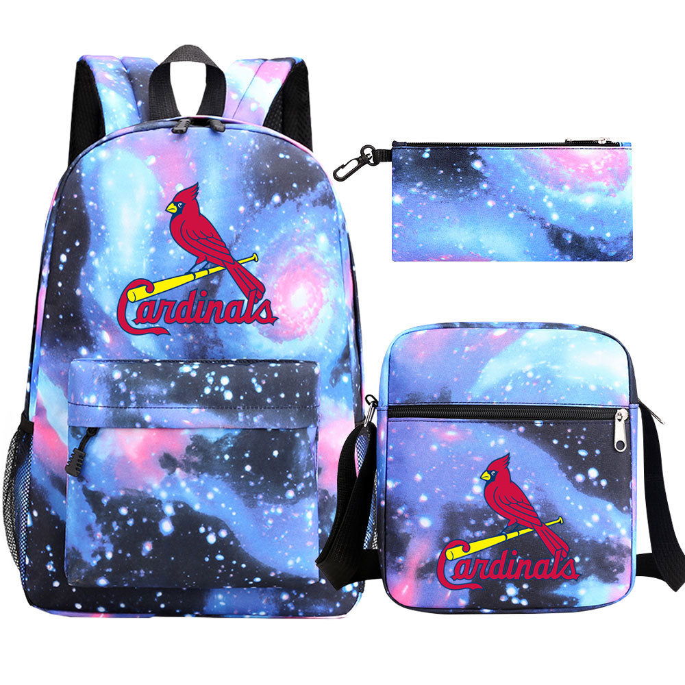 St Louis Cardinals Baseball School Backpack Shoulder Bag Pencil Bags 3pcs Set