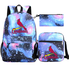 St Louis Cardinals Baseball School Backpack Shoulder Bag Pencil Bags 3pcs Set
