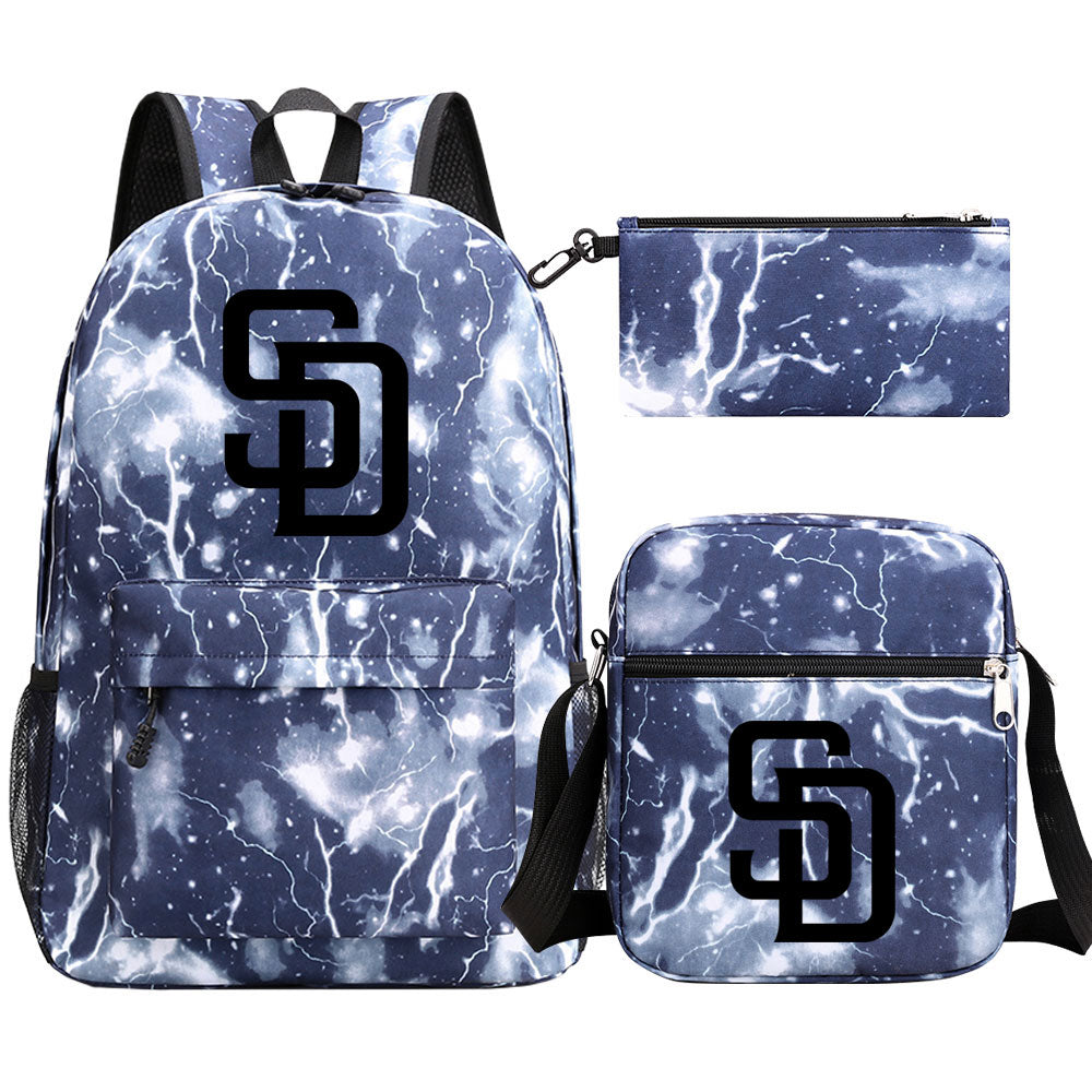 San Diego Padres Baseball School Backpack Shoulder Bag Pencil Bags 3pcs Set