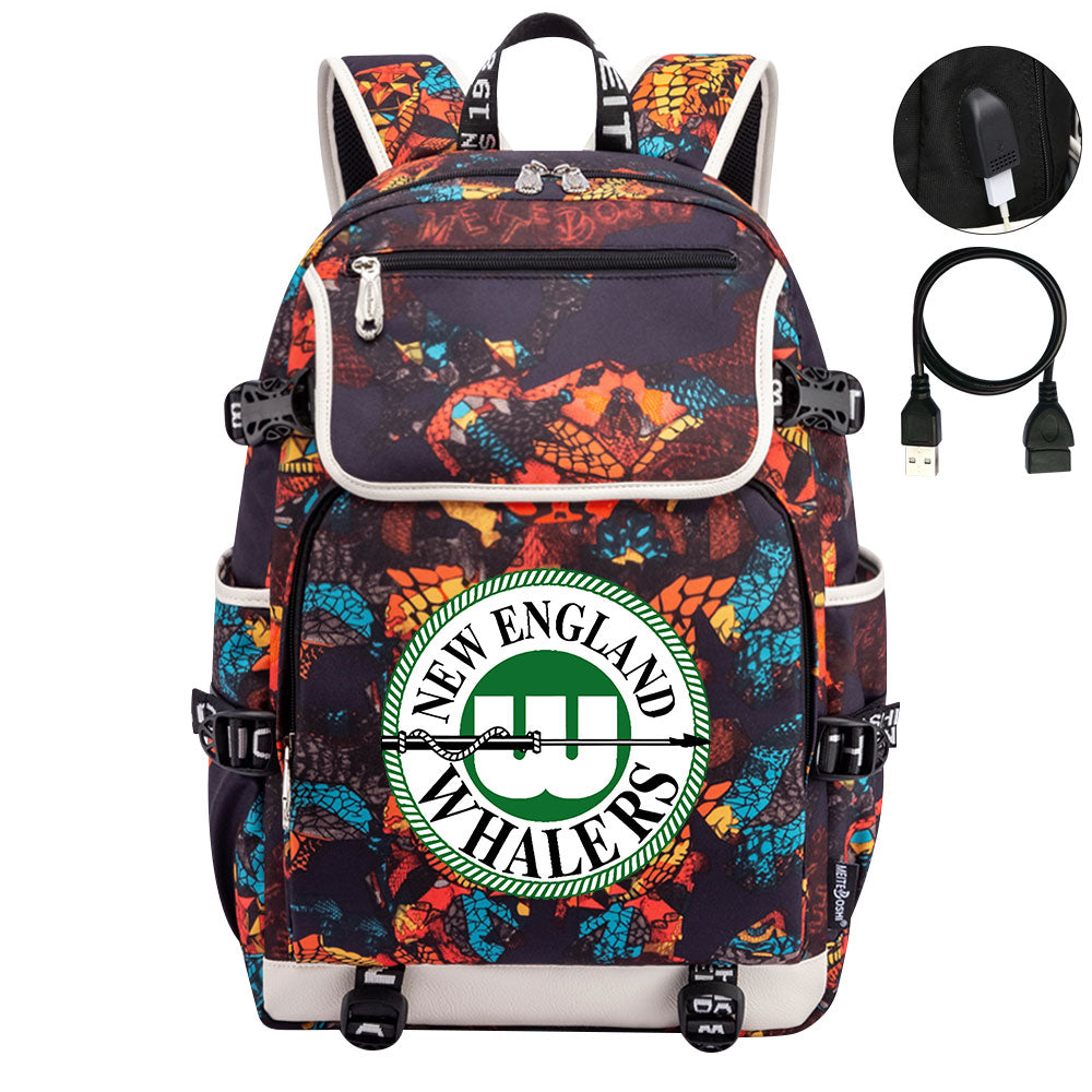 New England Whalers Hockey League Backpack School Notebook Travel Bag