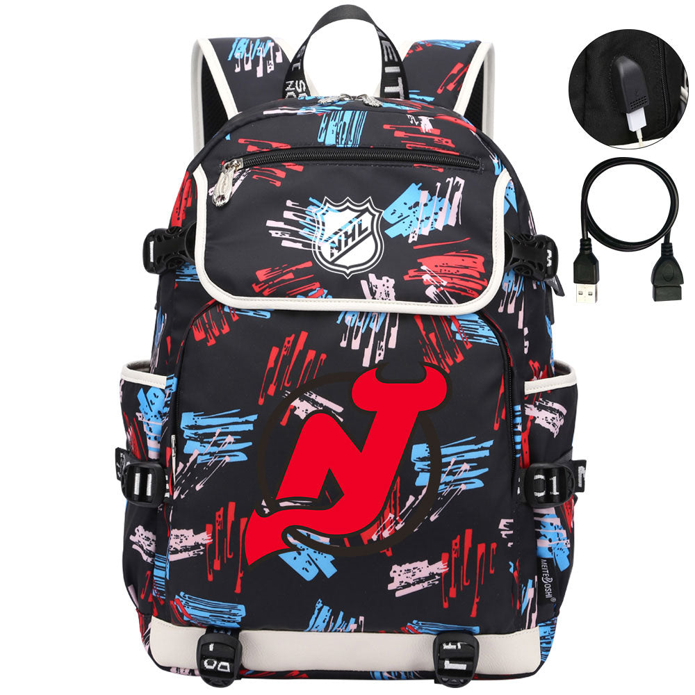 New Jersey Devils Hockey League Backpack School Notebook Travel Bag