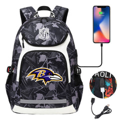 Baltimore Ravens Football Rugby Backpack School Notebook Travel Bags With USB