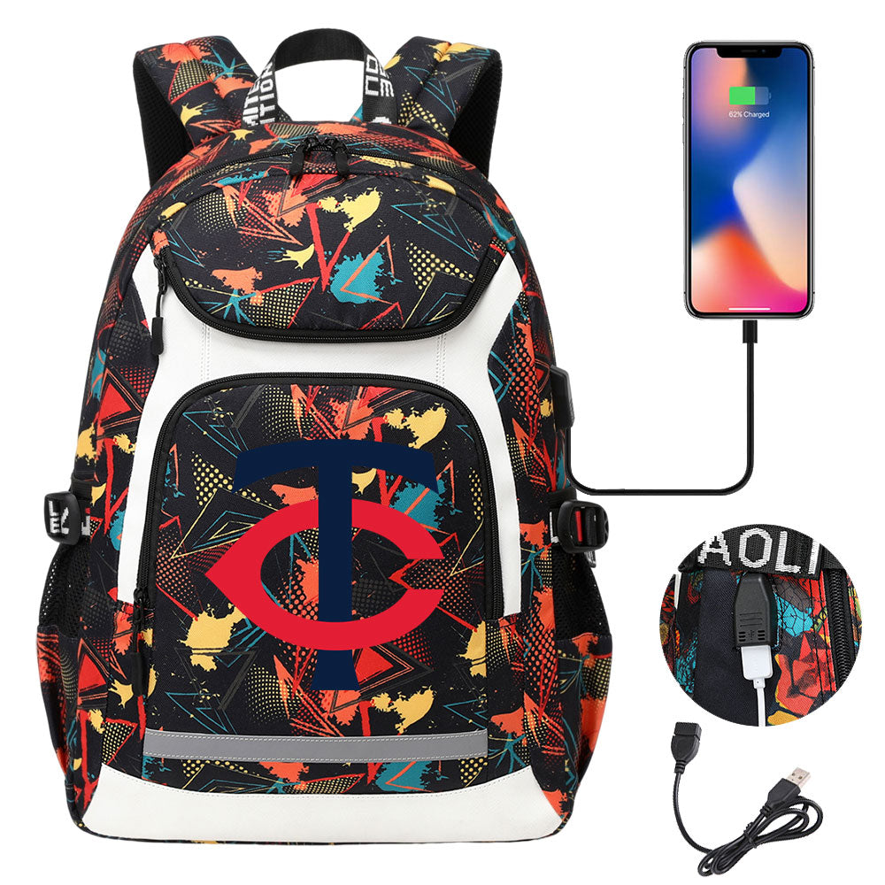 Minnesota Twins Backpack School Notebook Travel Bags With USB