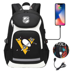 Pittsburgh Penguins Hockey League Backpack School Notebook Travel Bags With USB