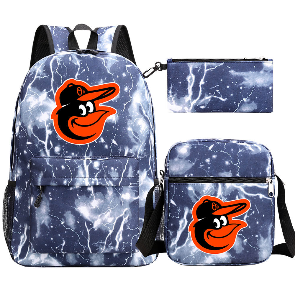 Baltimore Orioles Baseball School Backpack Shoulder Bag Pencil Bags 3pcs Set