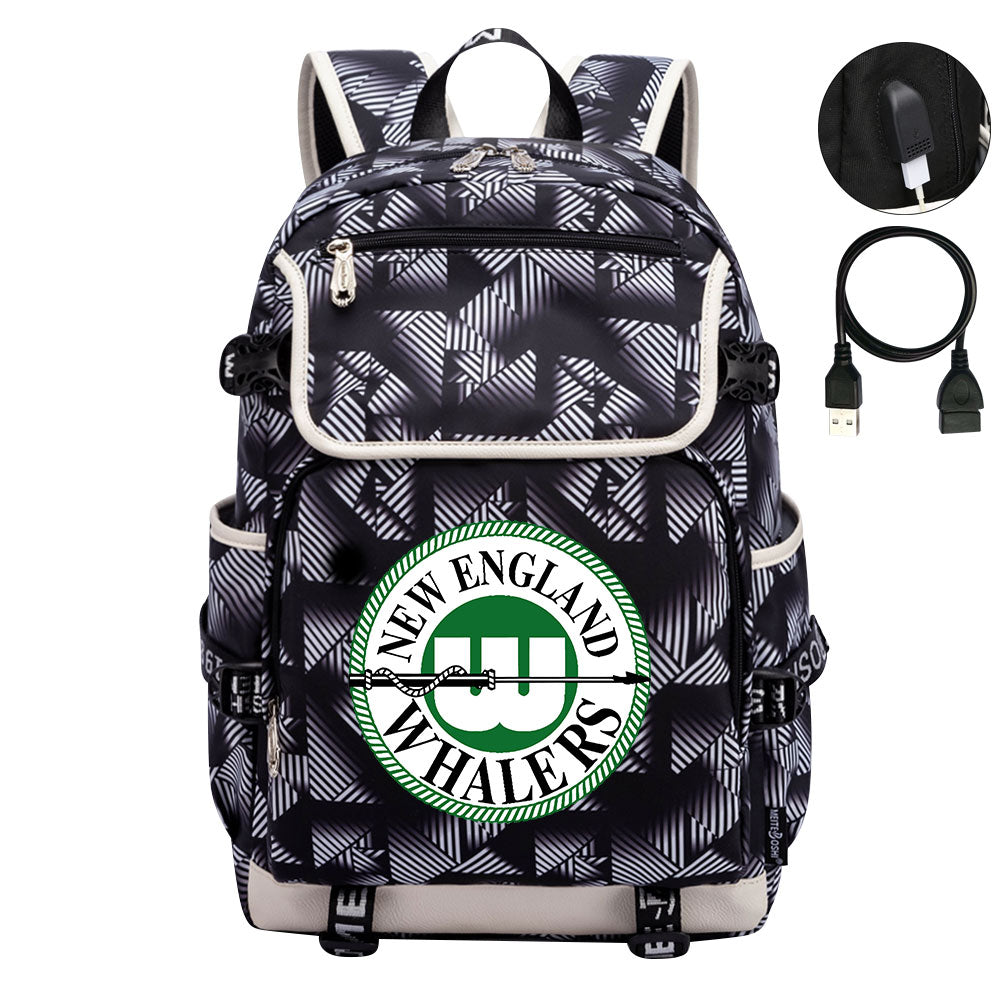New England Whalers Hockey League Backpack School Notebook Travel Bag