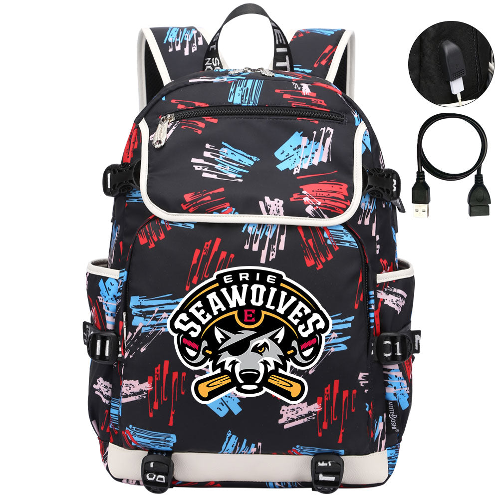 Erie SeaWolves Backpack School Notebook Travel Bags