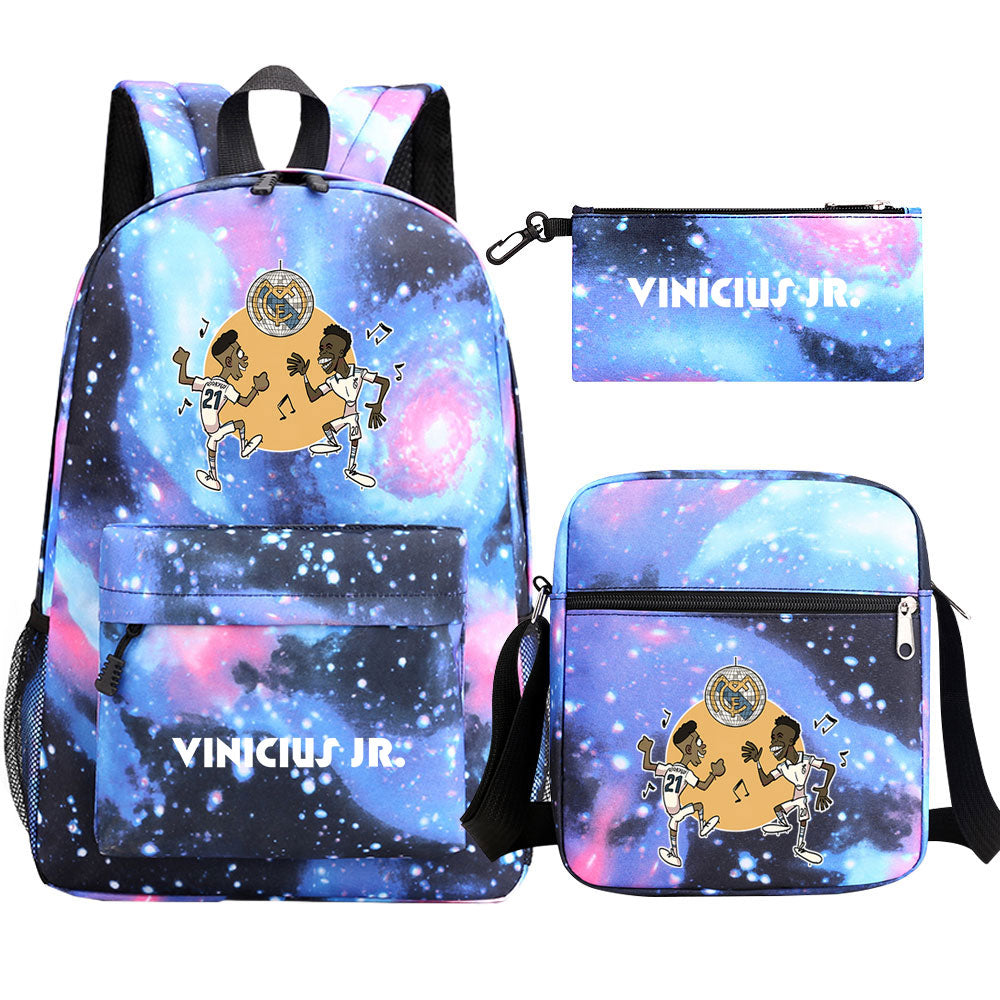 Vinicius Junior Football Player School Backpack Shoulder Bag Pencil Bags 3pcs Set