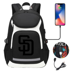 San Diego Padres Backpack School Notebook Travel Bags With USB