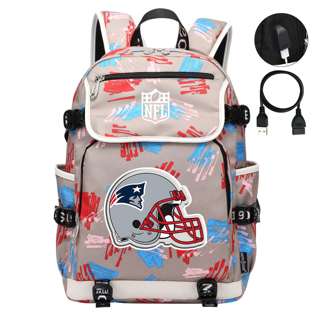 New England Patriots Football Rugby Backpack School Notebook Travel Bags