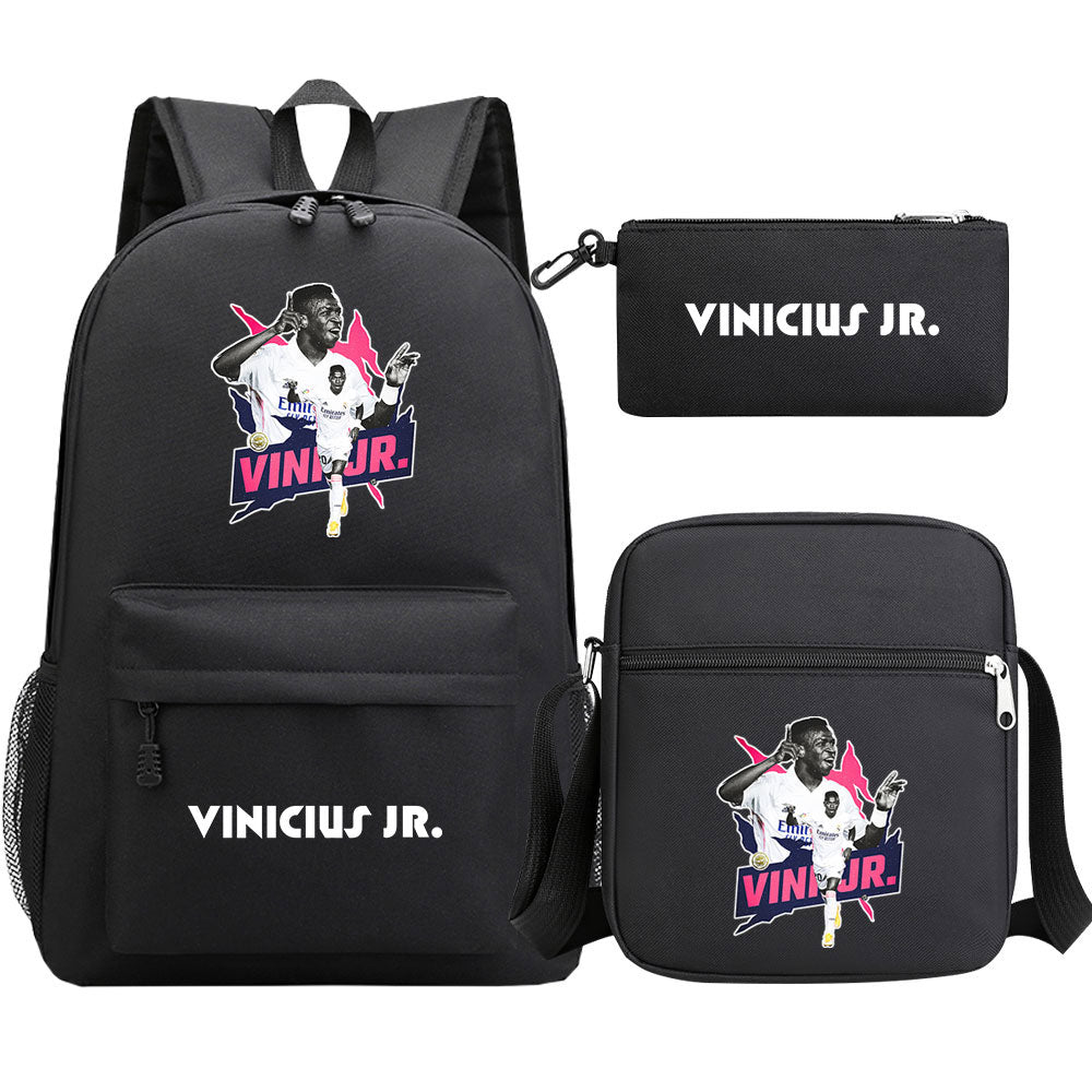 Vinicius Junior Football Player School Backpack Shoulder Bag Pencil Bags 3pcs Set