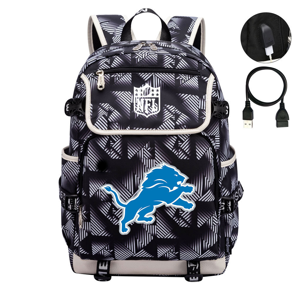 Detroit Lions Football Team Rugby Backpack School Notebook Travel Bag
