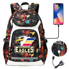Colorado Eagles Hockey Backpack School Notebook Travel Bags With USB