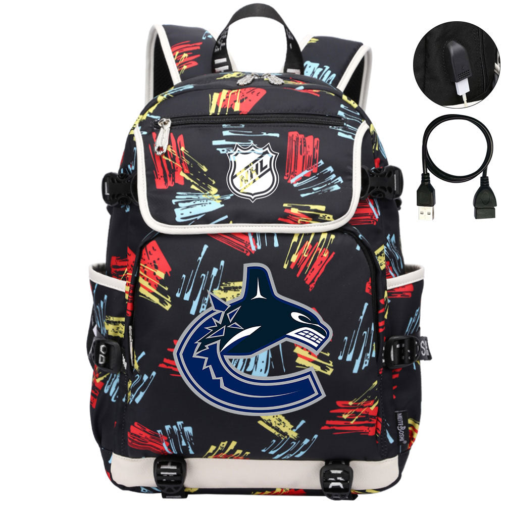 Vancouver Canucks Hockey League Backpack School Notebook Travel Bag