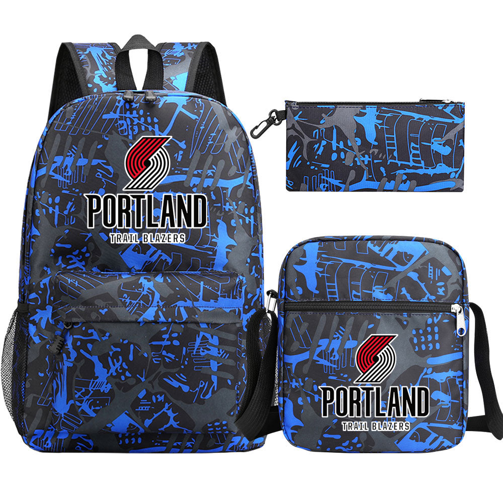 Portland Trail Blazers Basketball School Backpack Shoulder Bag Pencil Bags 3pcs Set