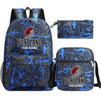 Portland Trail Blazers Basketball School Backpack Shoulder Bag Pencil Bags 3pcs Set