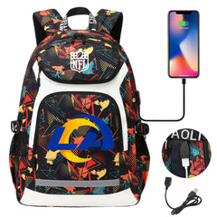 Los Angeles Rams Football Rugby Backpack School Notebook Travel Bags With USB