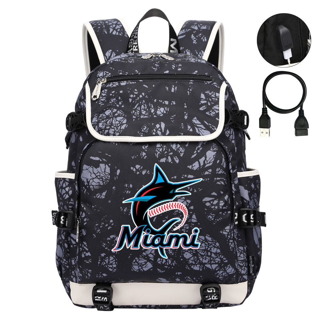 Miami Marlins Backpack School Notebook Travel Bags