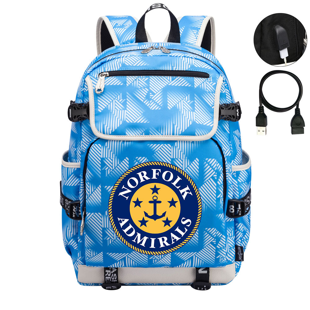 Norfolk Admirals Hockey League Backpack School Notebook Travel Bag