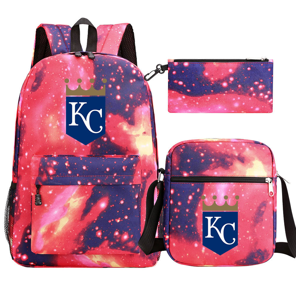 Kansas City Royals Baseball School Backpack Shoulder Bag Pencil Bags 3pcs Set