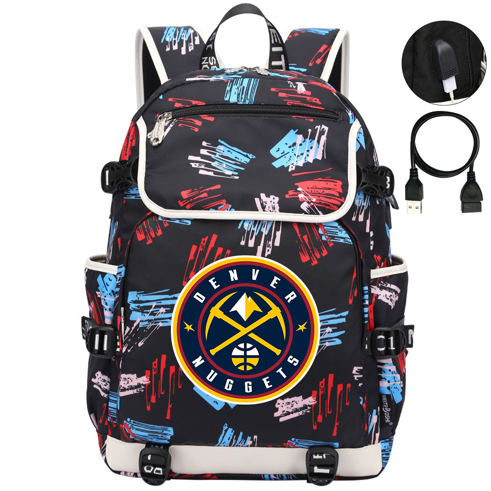 Denver Nuggets Backpack School Notebook Travel Bags