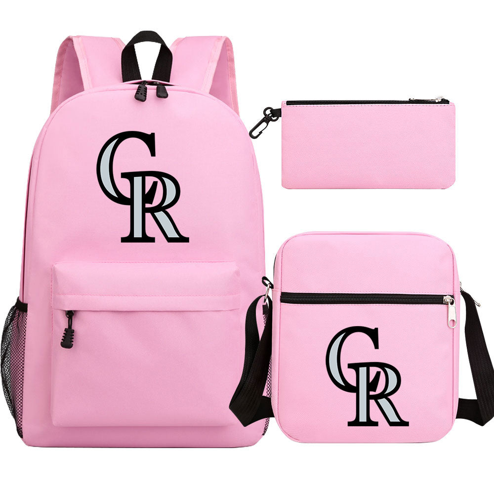 Colorado Rockies Baseball School Backpack Shoulder Bag Pencil Bags 3pcs Set