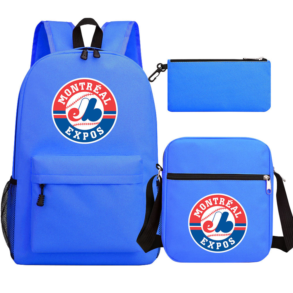 Montreal Expos Baseball School Backpack Shoulder Bag Pencil Bags 3pcs Set