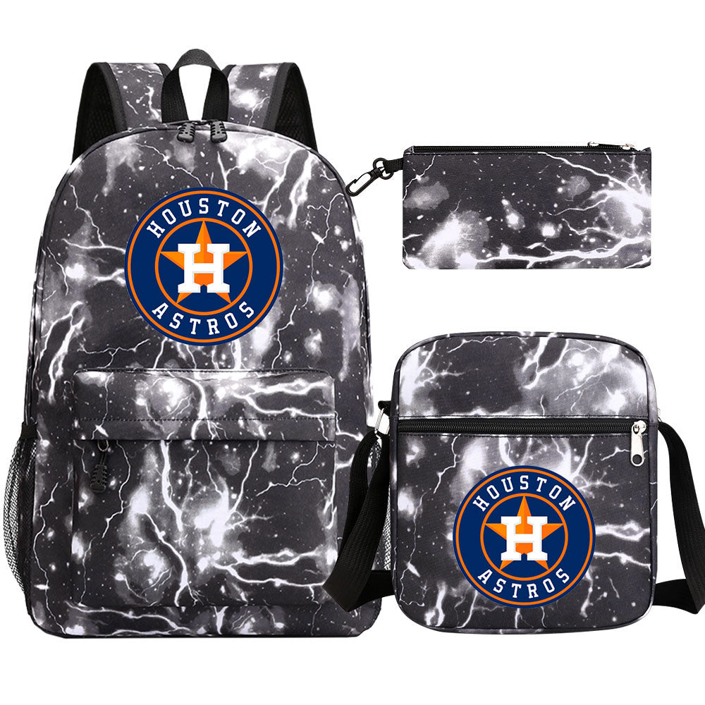 Houston Astros Baseball School Backpack Shoulder Bag Pencil Bags 3pcs Set