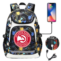 Atlanta Hawks Backpack School Notebook Travel Bags With USB