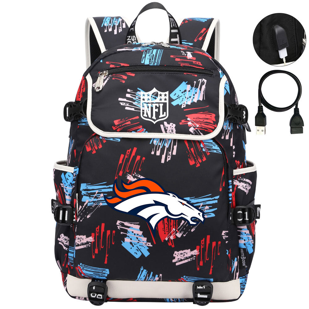 Denver Broncos Football Team Rugby Backpack School Notebook Travel Bag