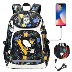Pittsburgh Penguins Hockey League Backpack School Notebook Travel Bags With USB