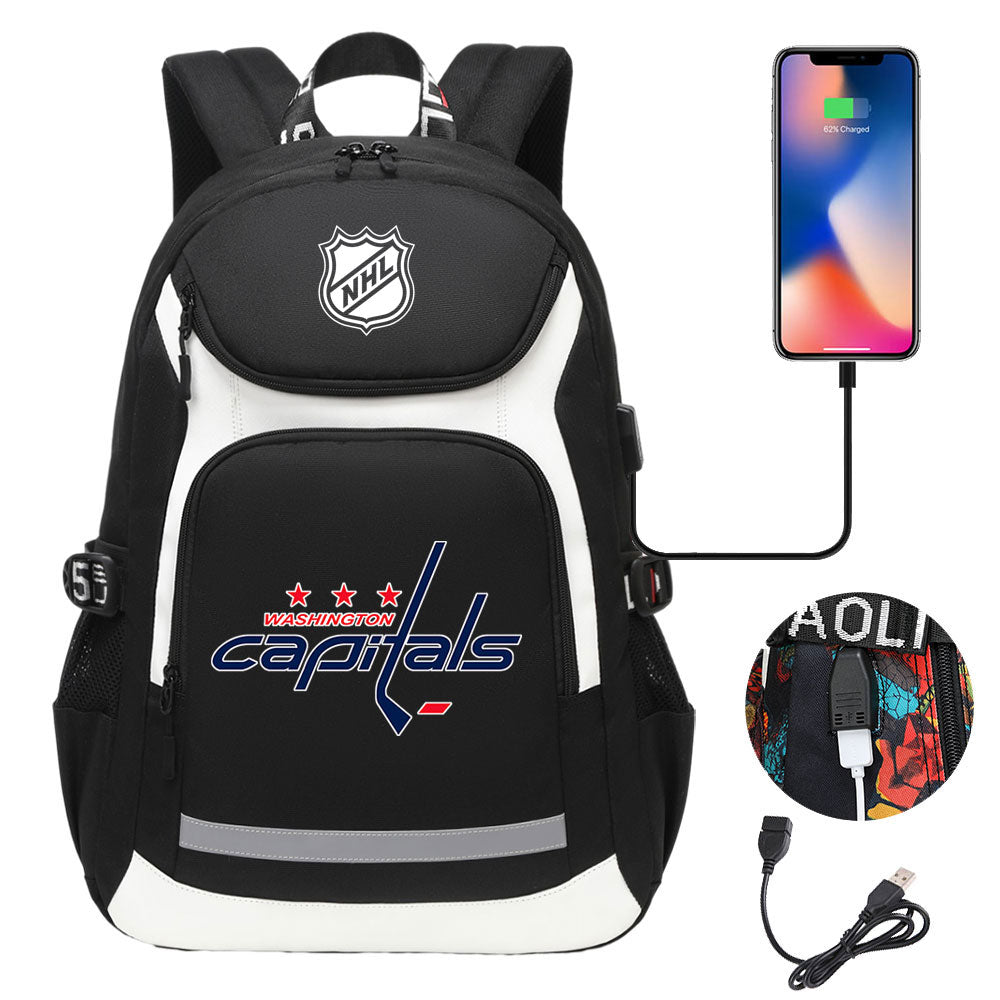 Washington Capitals Hockey League Backpack School Notebook Travel Bags With USB