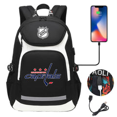 Washington Capitals Hockey League Backpack School Notebook Travel Bags With USB