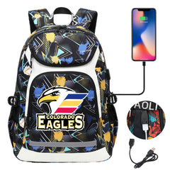 Colorado Eagles Hockey Backpack School Notebook Travel Bags With USB