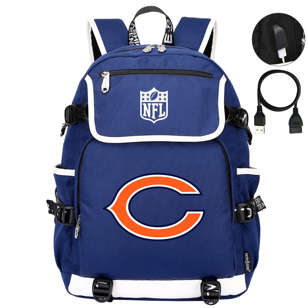 Chicago Bears Football Team Rugby Backpack School Notebook Travel Bag